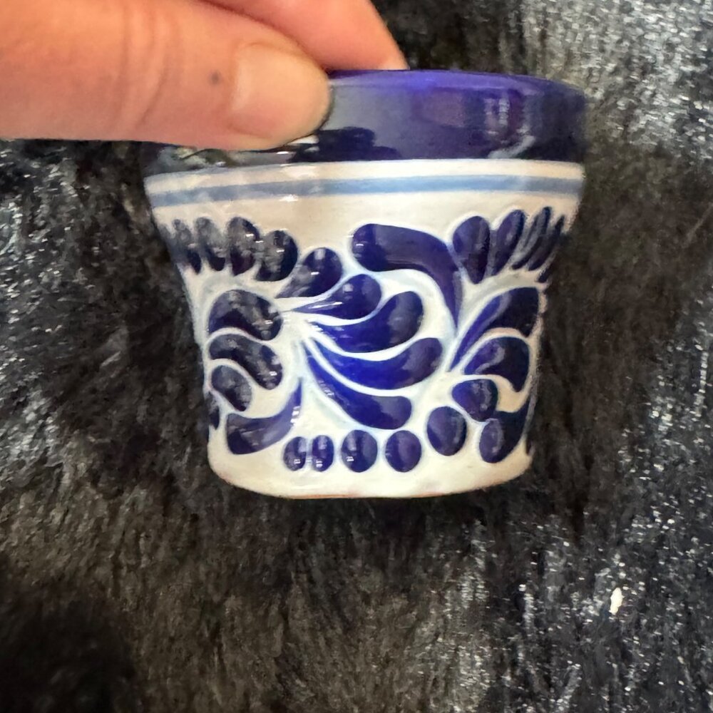 Talavera Mexican Folk Art Ceramic Mini Planters Floral Patterns Set Of 3 - Picture 4 of 9